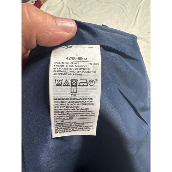 Banana Republic Suit Set Size 4 Dark Blue Italian Wool Skirt & Jacket NWT - Picture 9 of 9